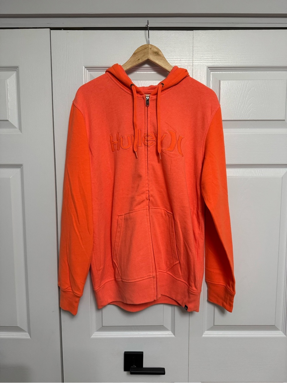Hurley Orange (Neon) Embroidered Zip Hoodie